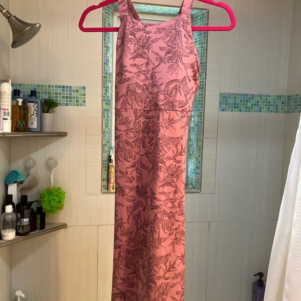 Patagonia Pink Leaf Print Maxi Dress